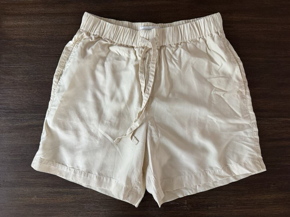 Venroy Lounge Shorts Mens Small Tencel Linen Cream Elastic Waist 5.5 In Inseam